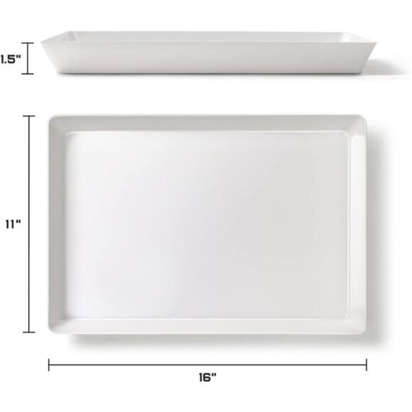 8 Pack White Serving Trays Large Plastic Reusable Platters for Snacks Party Food - Picture 3 of 7